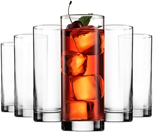 פאקש חידוש איטלקי הייבול משקפיים [סט של 6] ברור כבד בסיס גבוה בר זכוכית - שתיית משקפיים עבור מים, מיץ, בירה, יין, ויסקי, וקוקטיילים / 13-אונקיה כוסות